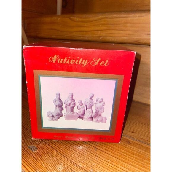 Vintage Bisque Nativity Set White Unopened Pieces - Picture 1 of 7